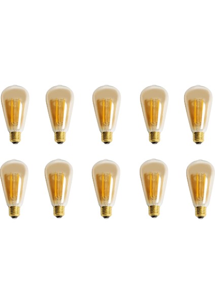 10 Adet 8w Rustik Led Ampul (St-64) (Amber )