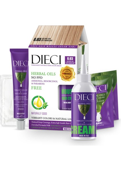 Amonyaksız Kit Saç Boyası 8.03 Açık Dore Sarı Lıght Warm Blond