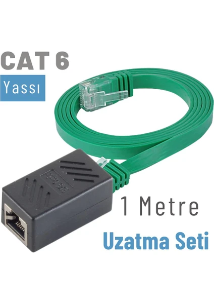 1 Metre Cat6 Kablo Uzatma Seti, Yassı Ethernet Kablo ve Ekleyici