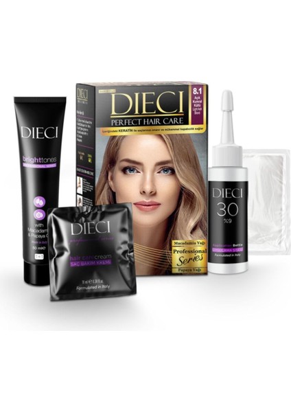 Kit Saç Boyası 8.1 Açık Kumral Küllü Lıght Ash Blond