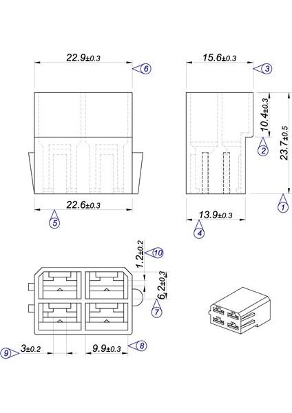 Konnektör Kılıfı - 4 Lü Erkek Konnektör 10 Adet (KE3208)