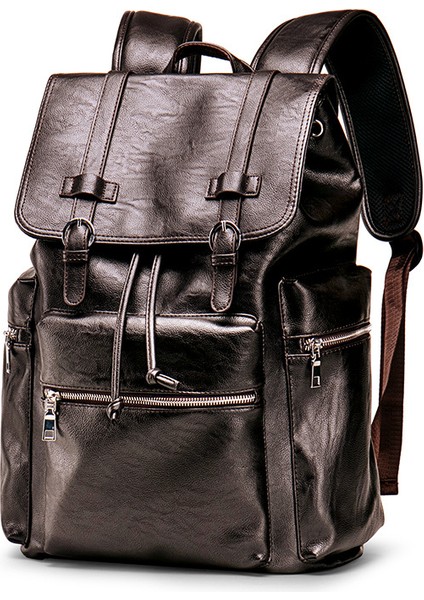 Pu Yumuşak Deri Erkek Çantası Sırt Çantası Seyahat Çantası Rahat Öğrenci Bilgisayar Sırt Çantası Okul Çantası Moda (Yurt Dışından)