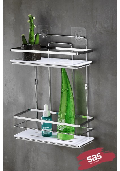 Yapışkanlı Ömür Boyu Paslanmaz Kristal Ayarlanabilir Raf Banyo Düzenleyici Şampuanlık Lş-02 Kb