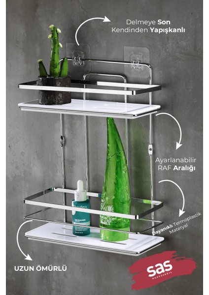 Yapışkanlı Ömür Boyu Paslanmaz Kristal Ayarlanabilir Raf Banyo Düzenleyici Şampuanlık Lş-02 Kb fiyatları