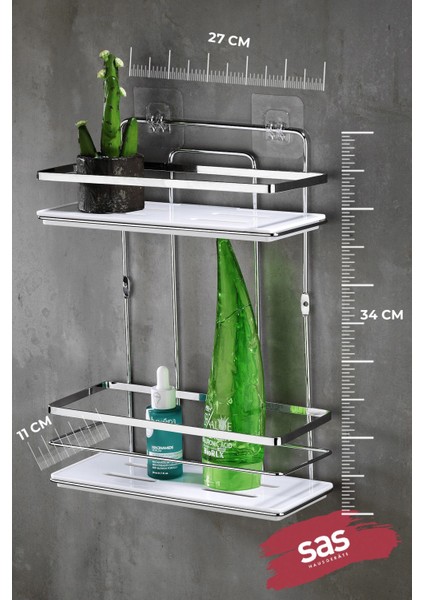 Yapışkanlı Ömür Boyu Paslanmaz Kristal Ayarlanabilir Raf Banyo Düzenleyici Şampuanlık Lş-02 Kb modelleri