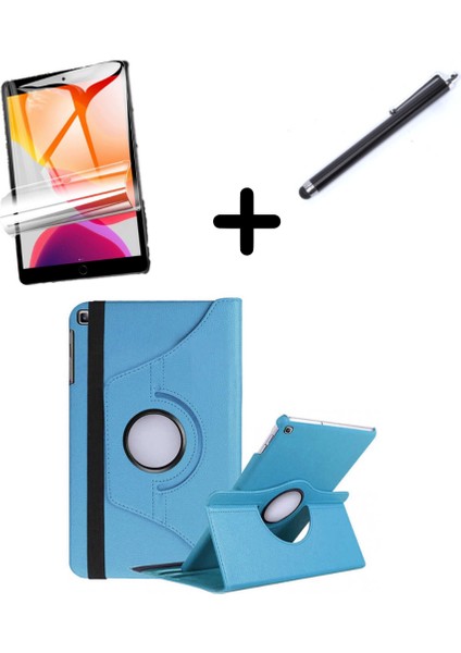 Samsung Galaxy Tab S6 Lite 2024 P620 P610 Kılıf Dönen Tablet Kilifi Ekran Koruyucu+Kalem 13-15-17