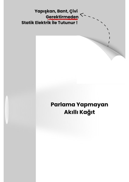 Pi Papers 150 x 220 cm Yapışkansız Çivisiz Tutunan Projeksiyon Perdesi, Ev Sineması,duvar Projeksiyon Perdesi