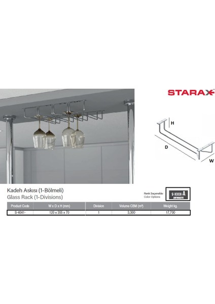 Kadeh Askısı 1 Bölmeli S-4041-ANTRASIT