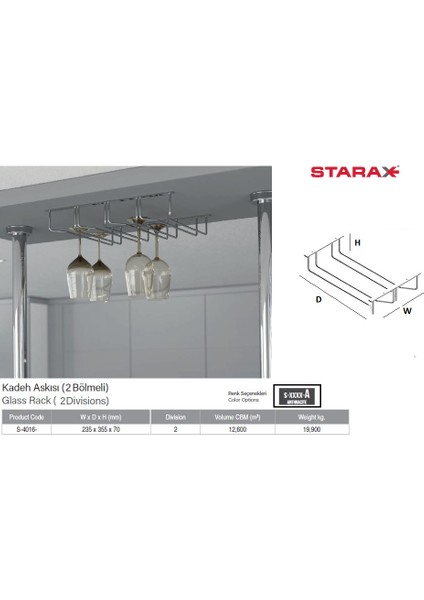 Kadeh Askısı 2 Bölmeli S-4016 Antrasit