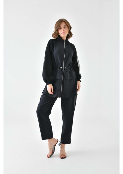 Kadın File Detaylı Takım Siyah 30709 fiyatları