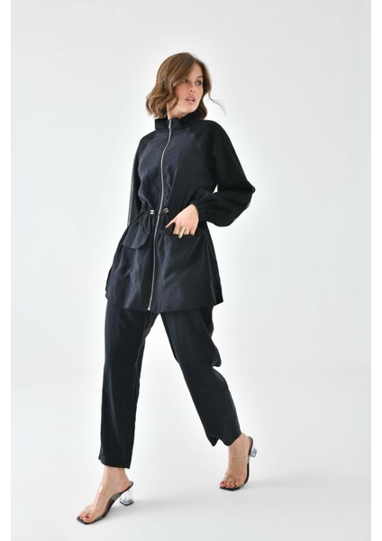 Kadın File Detaylı Takım Siyah 30709 modelleri