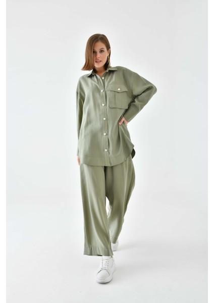 Kadın Modal Cepli Takım Haki 30717