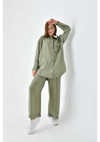 Kadın Modal Cepli Takım Haki 30717