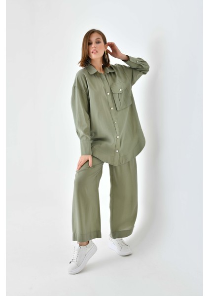 Kadın Modal Cepli Takım Haki 30717