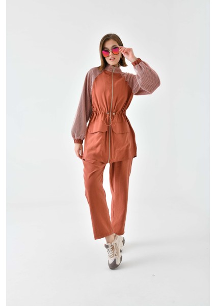 Kadın File Detaylı Takım Kiremit 30709