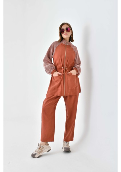 Kadın File Detaylı Takım Kiremit 30709