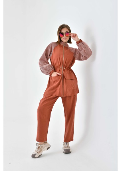 Kadın File Detaylı Takım Kiremit 30709