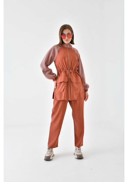 Kadın File Detaylı Takım Kiremit 30709