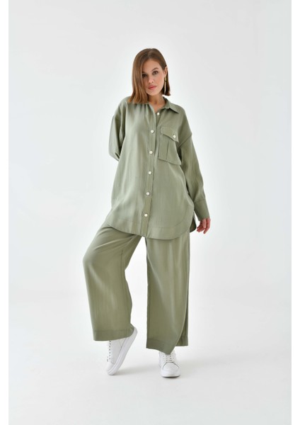 Kadın Modal Cepli Takım Haki 30717