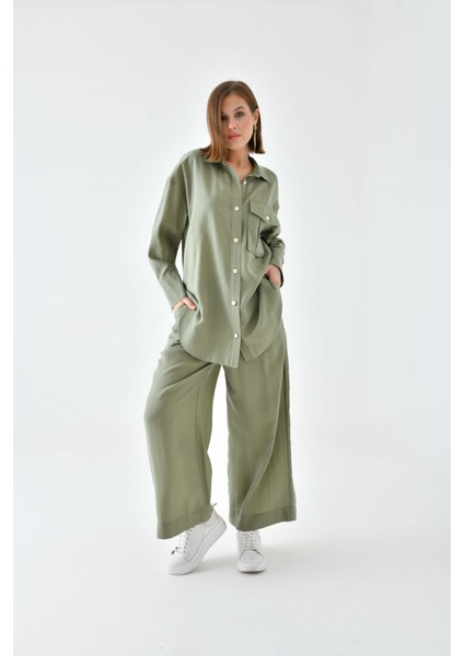 Kadın Modal Cepli Takım Haki 30717 modelleri