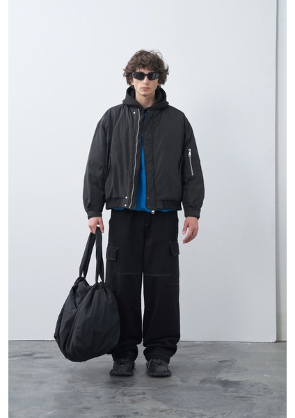 Siyah Oversize Bumber Ceket