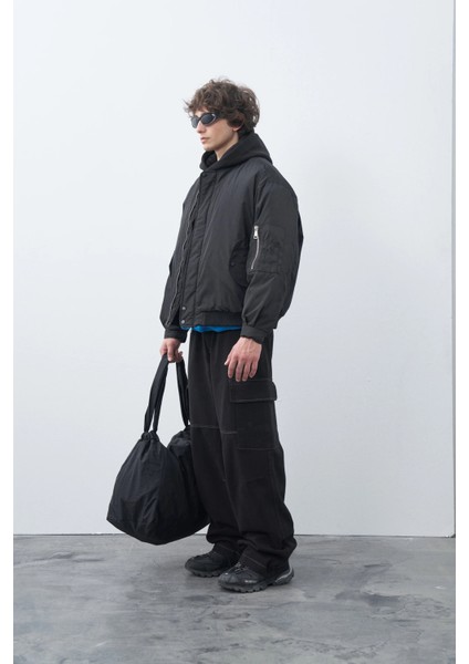 Siyah Oversize Bumber Ceket