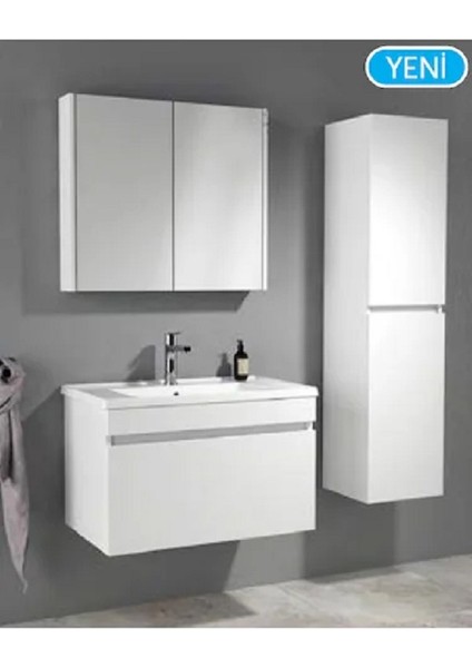 Trio+ 80CM Tek Çekmeceli Banyo Dolabı-Beyaz