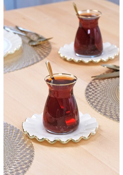 Solid Krem Wavy Altın Yaldızlı 6 Kişilik 26 Parça Pasta Takımı indirimleri