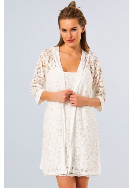 Dantelli Sabahlık Gecelik Takım 3270