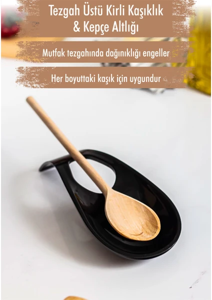 EW's Kitchenware Akrilik Siyah Tezgah Üstü Kirli Kaşıklık & Kepçe Altlığı