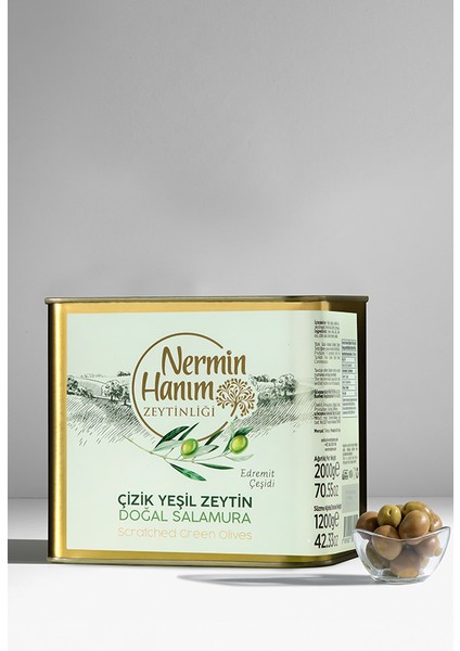 Nermin Hanım Zeytinliği Edremit Yeşil Çizik Zeytin 1,2 kg