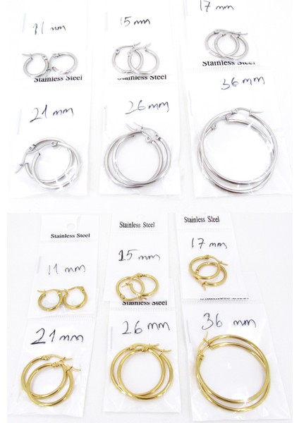 15MM Kadın Halka Çelik Küpe Çifti Italyan Kilitli MSE23 modelleri