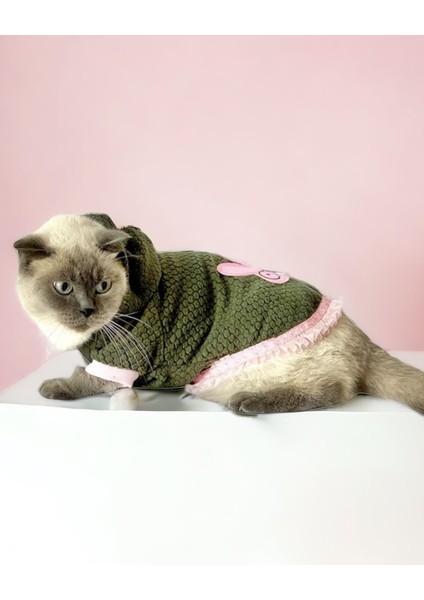greenco Bunny Kapsonlu Sweatshirt Kedi Elbisesi Süeteri Kedi Kıyafeti