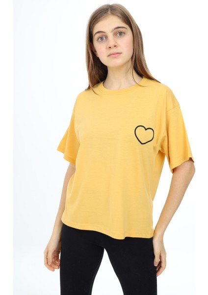 Angelos Girls Kız Çocuk Kalp Baskılı T-Shirt 9-14 Yaş LX5013