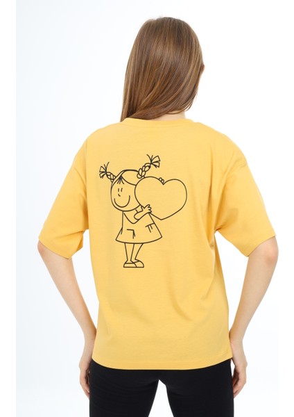 Angelos Girls Kız Çocuk Kalp Baskılı T-Shirt 9-14 Yaş LX5013