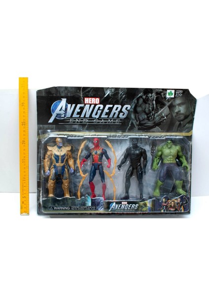 Avanger 4 Lü Işıklı Set Thanos Blac Panther Örümcek Adam Hulk