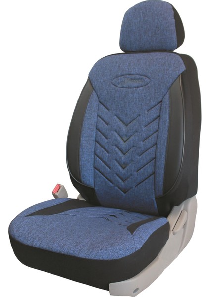 Fiat Fiorino Combi Mix Uyumlu Keten Oto Koltuk Kılıfı - Mavi-Siyah
