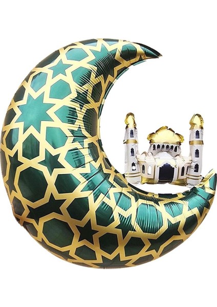 Kubbeli Hilal Folyo Balon Yeşil 60 cm