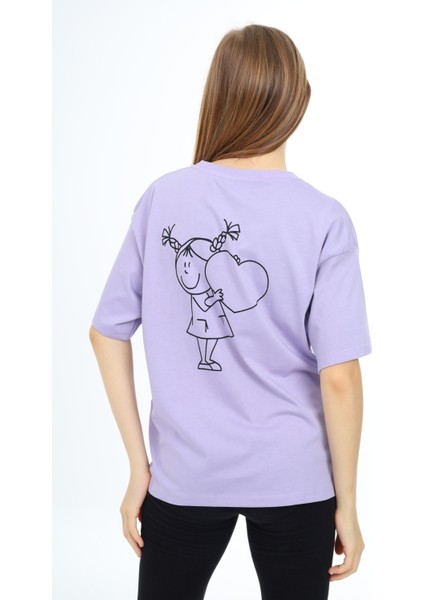 Angelos Girls Kız Çocuk Kalp Baskılı T-Shirt 9-14 Yaş LX5013