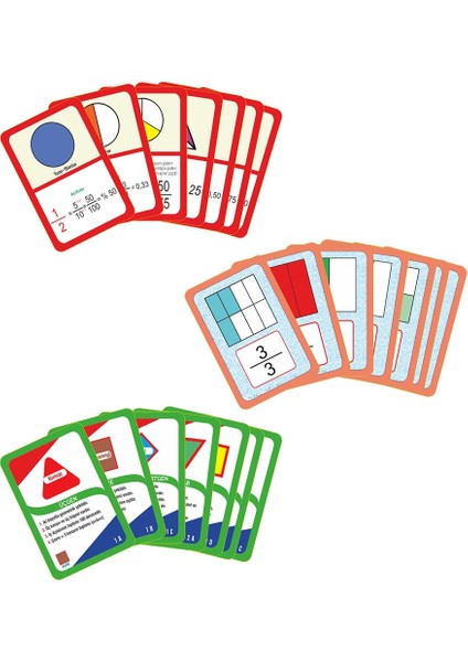 2-3-4 ve Ileri Sınıflar Için 3'lü Geometri ve Kesirler Seti - Matematik Oyun Kartları fiyatları