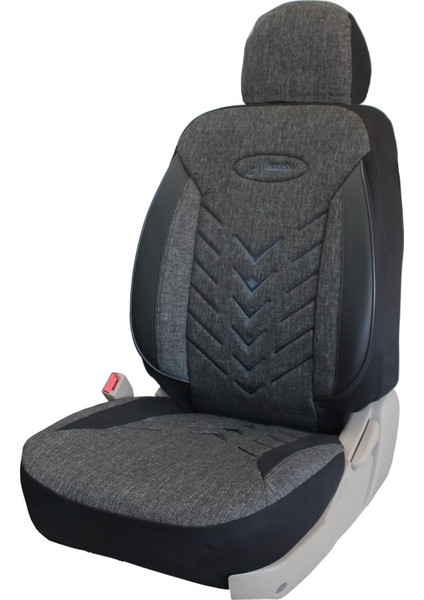 Fiat Fiorino Combi Mix Uyumlu Keten Oto Koltuk Kılıfı - Füme-Siyah