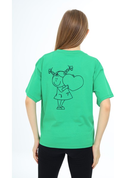 Angelos Girls Kız Çocuk Kalp Baskılı T-Shirt 9-14 Yaş LX5013