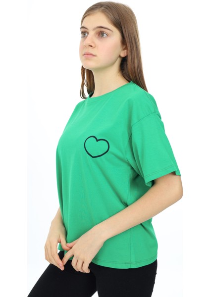 Angelos Girls Kız Çocuk Kalp Baskılı T-Shirt 9-14 Yaş LX5013