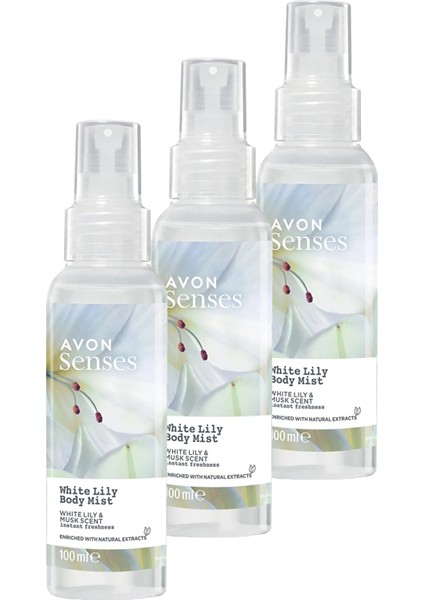 Senses White Lily Beyaz Zambak Kokulu Vücut Spreyi 100 Ml. Üçlü Set