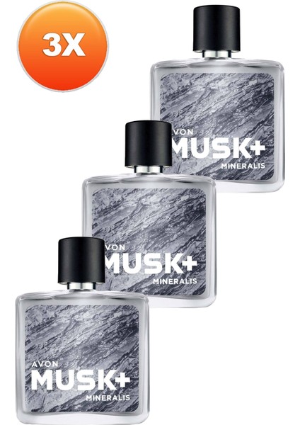 Musk+ Mineralis Erkek Parfüm Edt 75 Ml. Üçlü Set