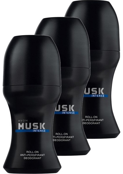 Musk Intense Erkek Rollon 50 Ml. Üçlü Set