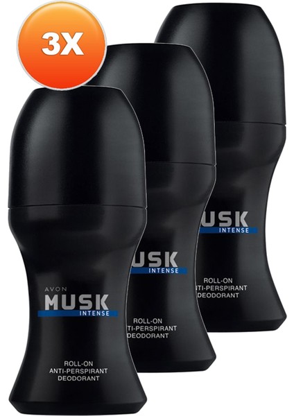 Musk Intense Erkek Rollon 50 Ml. Üçlü Set