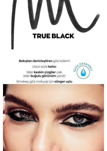 Kohl Sünger Uçlu Suya Dayanıklı Göz Kalemi True Black Ikili Set modelleri
