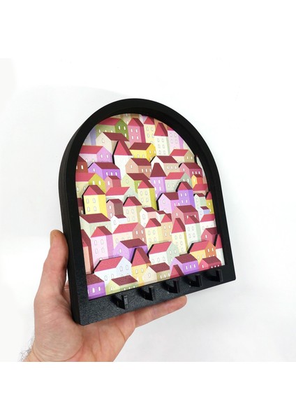 Dekoratif Rengarenk Kat Kat Evler Boyutlu Anahtar Askısı Anahtarlık Dekor modelleri