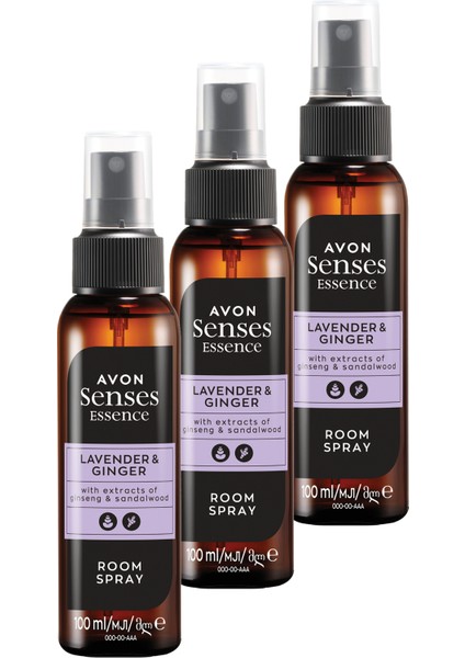Senses Essence Lavender & Ginger Lavanta ve Zencefil Kokulu Oda Spreyi 100 Ml. Üçlü Set